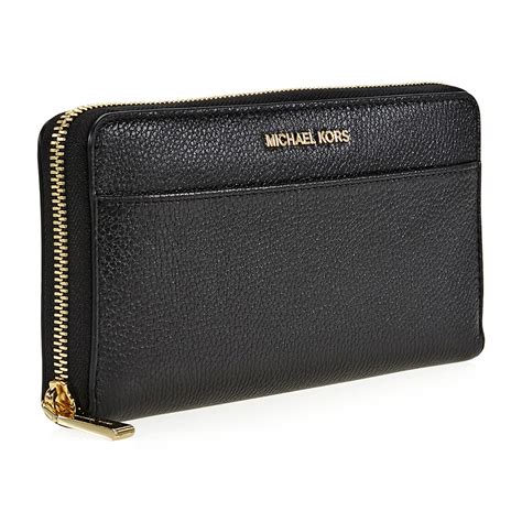 michael kors black leather gold buckle wallet|Michael Kors small black wallet.